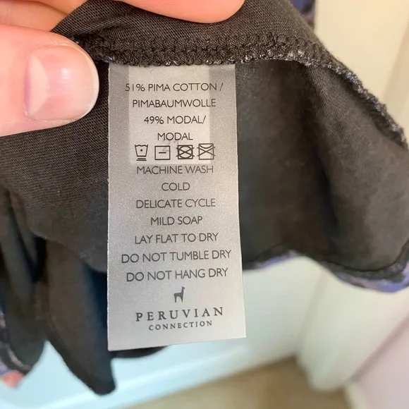 Peruvian Connection Shadow Blossom Long Sleeve Dress Purple Size L - Picture 7 of 8